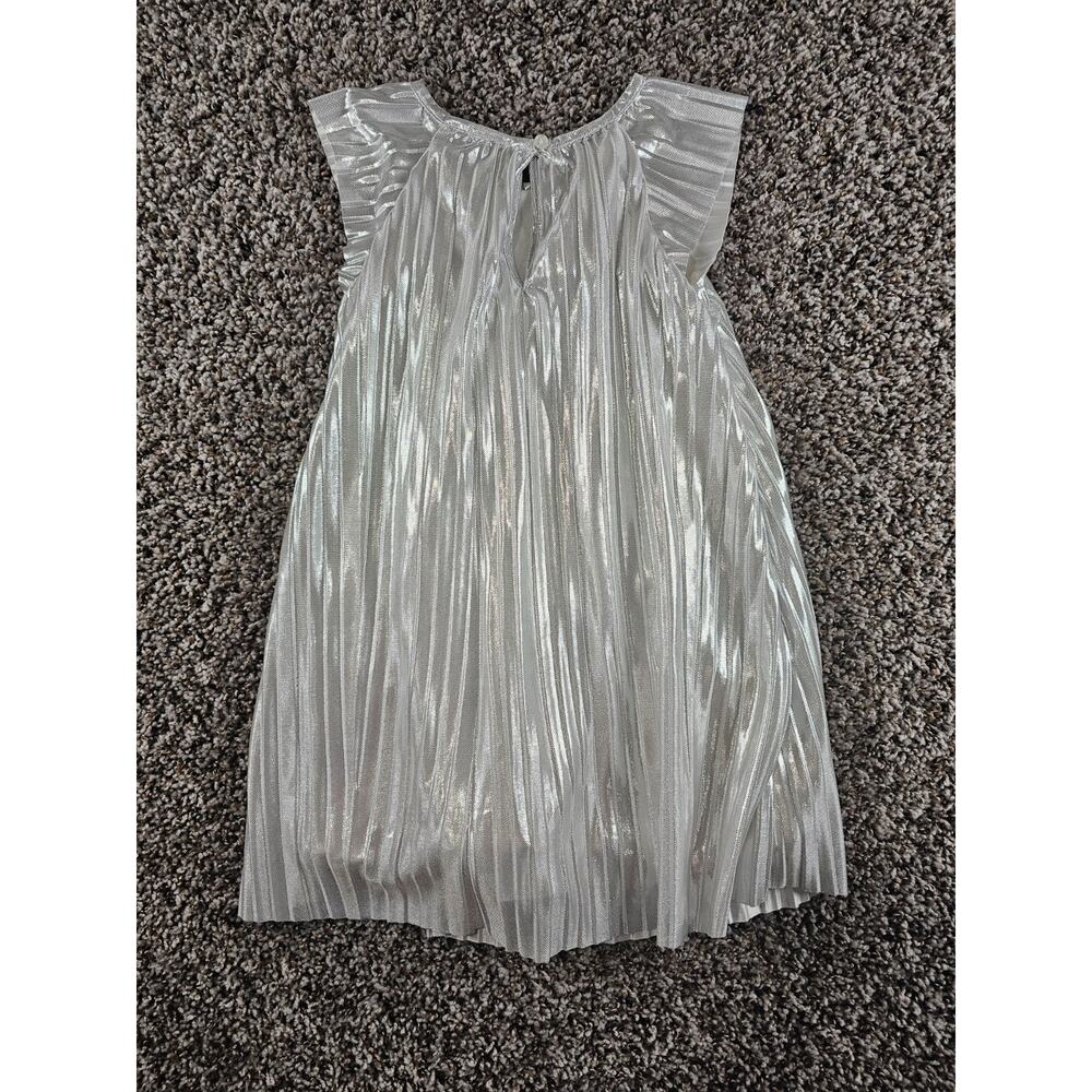 Oshkosh B'Gosh Toddler Girls Sz 4T Silver Metallic Formal Dress Short Sleeve - Picture 3 of 3